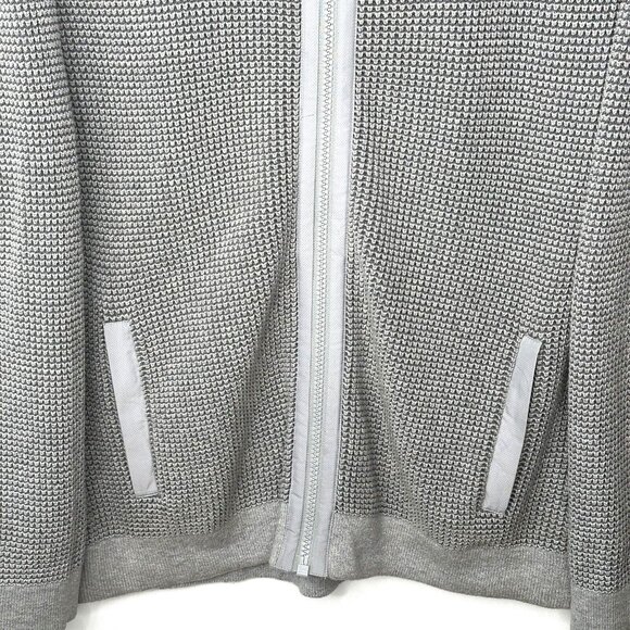 Calvin Klein Mens Waffle Knit Cotton Mock Neck Full Zip Jacket Gray Size Large - Picture 4 of 14